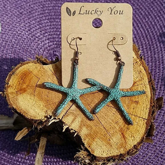 Lucky You Jewelry - Patina Starfish Earrings